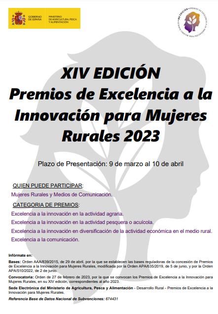 Convocada la XIV edición de los Premios de excelencia a la innovación para mujeres rurales
