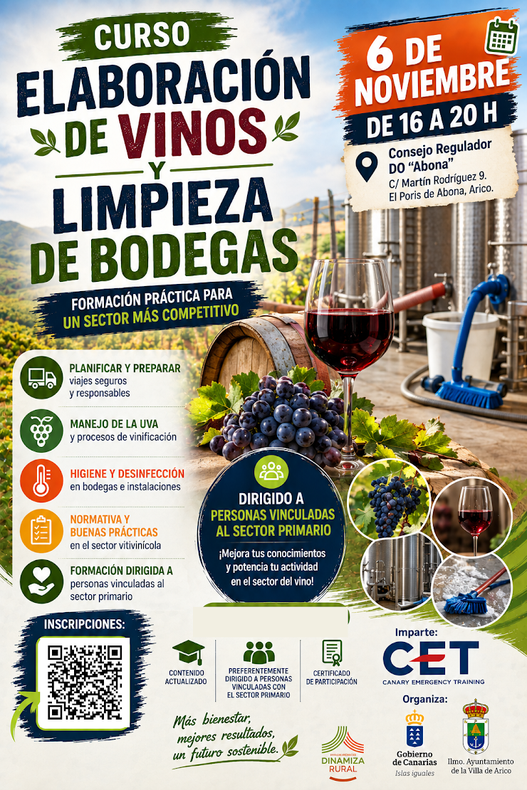 PREINSCRIPCIÓN Curso Elaboración de vinos y limpieza de bodegas